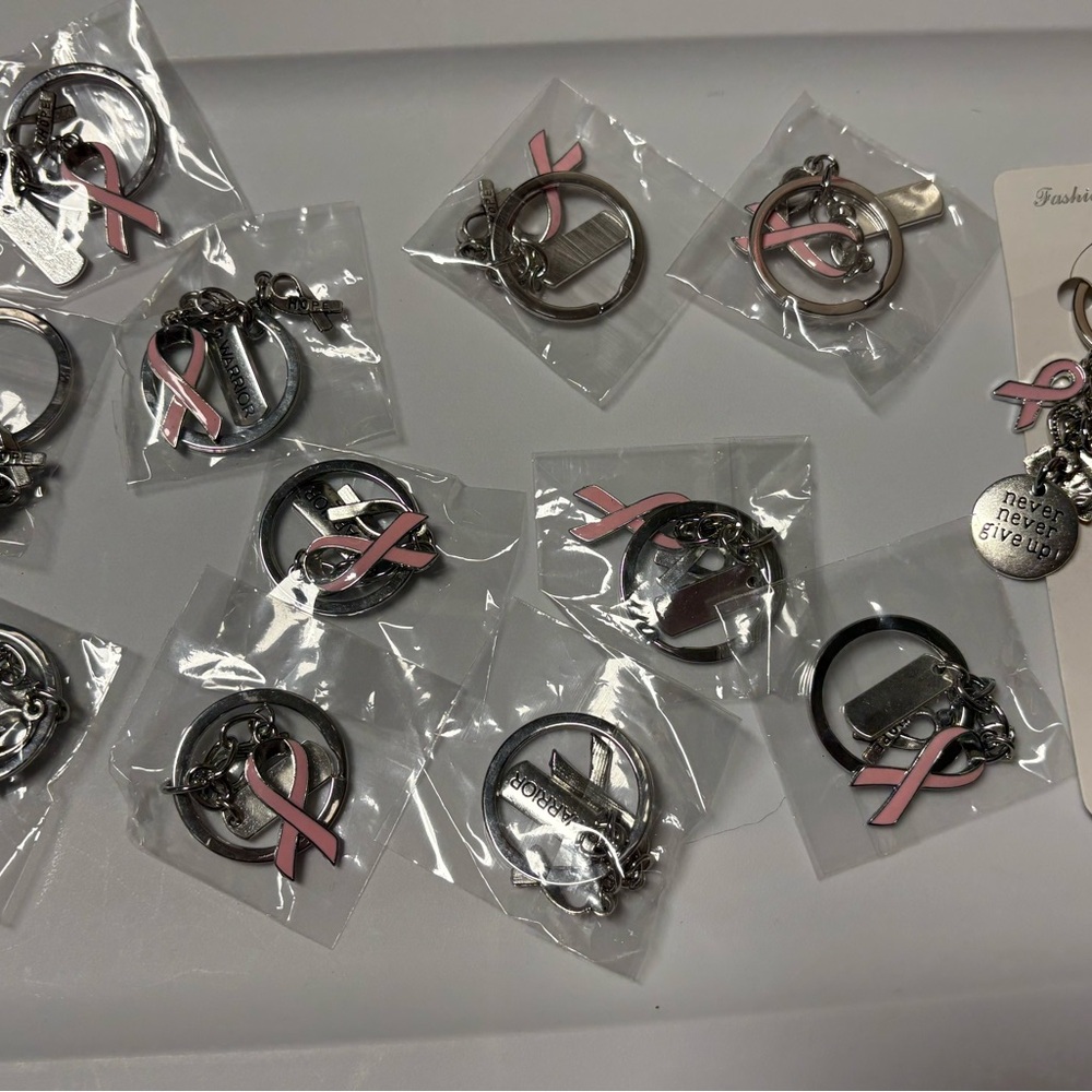 (12pcs) Pink Ribbon Keychains - Picture 3 of 3